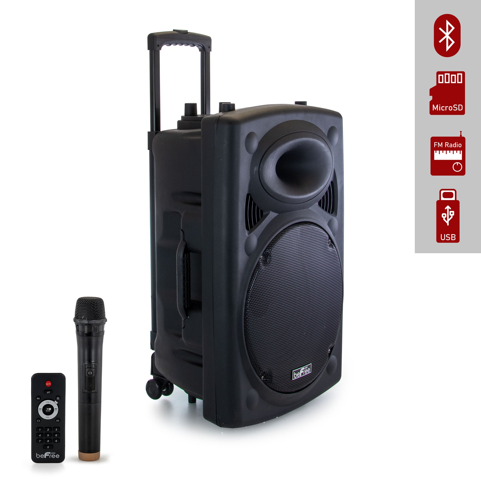 BEFREE SOUND beFree Sound 15 Inch Bluetooth Powered Portable PA Party Speaker