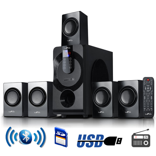 BEFREE SOUND beFree Sound 5.1 Channel Surround Sound Bluetooth Speaker System in Black
