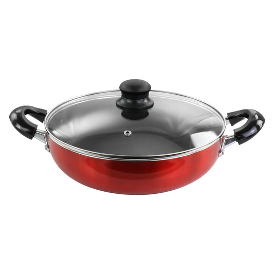 Better Chef Better Chef 10 Inch Red Aluminum Deep Frying Pan with Glass Lid