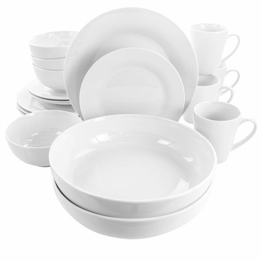 Elama Elama Carey 18 Piece Round Porcelain Dinnerware Set in White