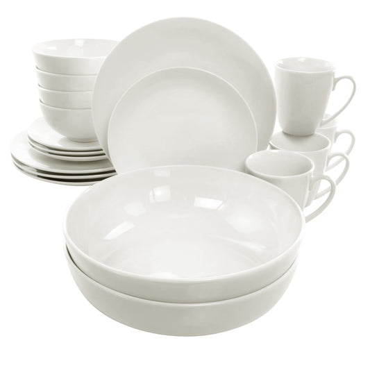 ELAMA Elama Iris 32 Piece Porcelain Dinnerware Set with 2 Serving Bowls in White