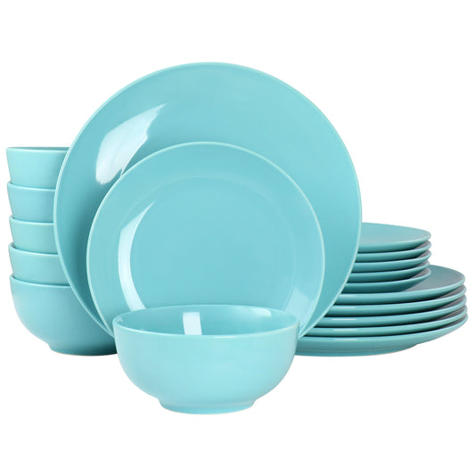 Elama Elama Luna 18 Piece Porcelain Dinnerware Set in Blue