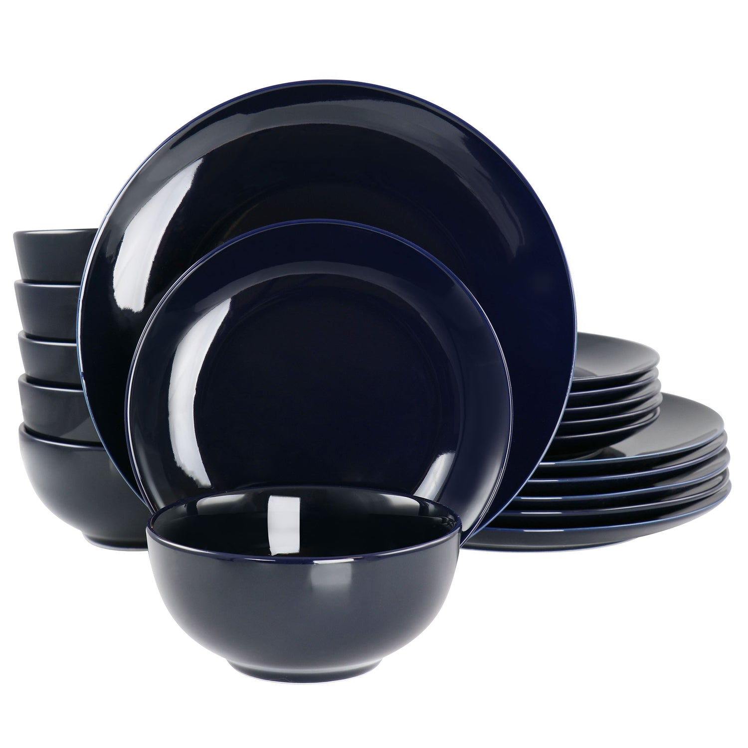 Elama Elama Luna 18 Piece Porcelain Dinnerware Set in Dark Blue