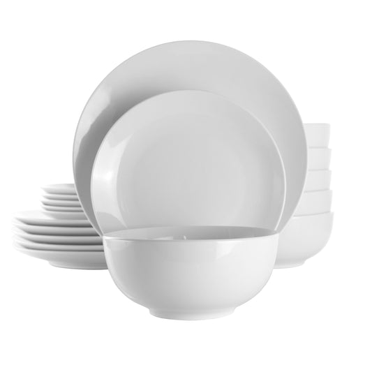 ELAMA Elama Luna 18 Piece Porcelain Dinnerware Set in White