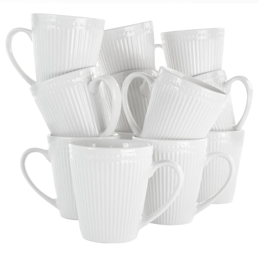 Elama Elama Madeline 12 Piece Porcelain Mug Set in White