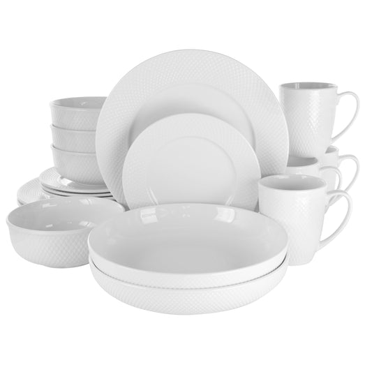 Elama Elama Maisy 18 Piece Round Porcelain Dinnerware Set in White