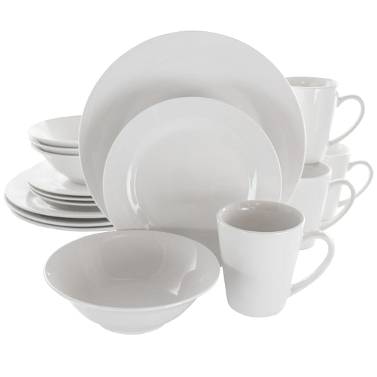 ELAMA Elama Marshall 16 Piece Porcelain Dinnerware Set in White