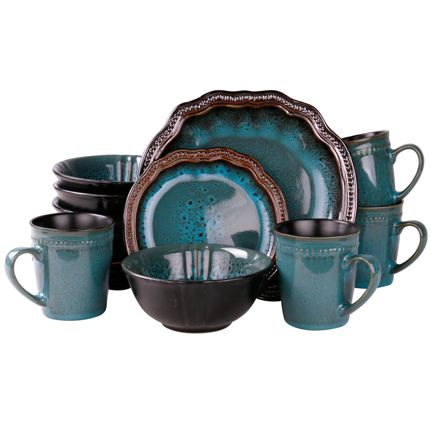 Elama Elama&rsquo;s Mystic Waves 16 Piece Dinnerware Set