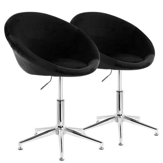 Elama Elama 2 Piece Adjustable Velvet Accent Chair in Black with Chrome Finish