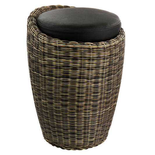 ELAMA Elama 1 Piece Wicker Outdoor Ottoman Chair in Brown and Black