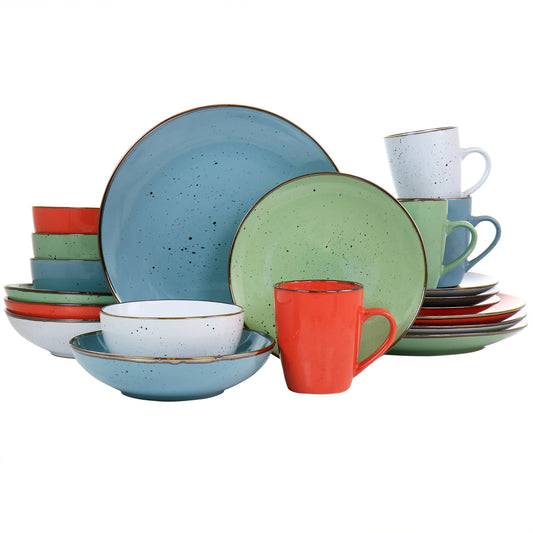 Elama Elama Evelyn 20 Piece Mix and Match Round Stoneware Dinnerware Set in Assorted Colors