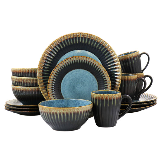 Elama Elama Tavilla 16 Piece Round Stoneware Dinnerware Set in Multi Color
