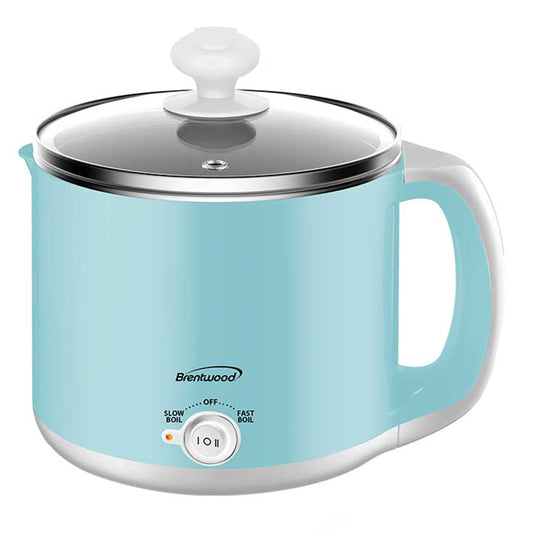 Brentwood Brentwood Stainless Steel 1.9 Quart Electric Hot Pot Cooker and Food Steamer in Blue