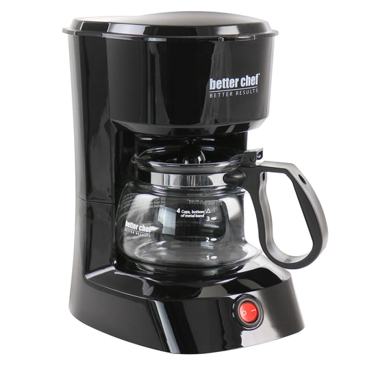Better Chef Better Chef 4 Cup Compact Coffee Maker in Black with Removable Filter Basket