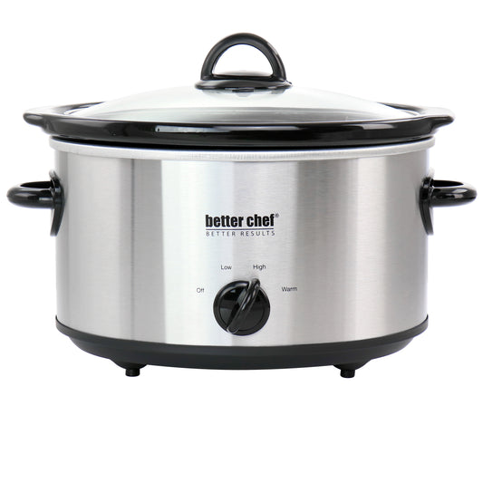 Better Chef Better Chef 4 Quart Oval Slow Cooker with Removable Stoneware Crock in Stainless Steel