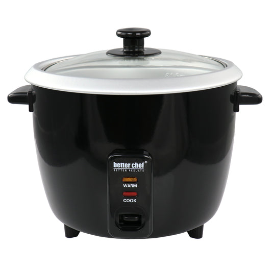 Better Chef Better Chef 8 Cup Automatic Rice Cooker in Black With Rice Paddle and Measuring Cup
