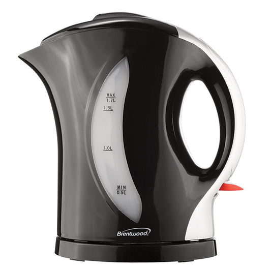 BRENTWOOD Brentwood 1.7 Liter Cordless Plastic Tea Kettle in Black with Silver Handle