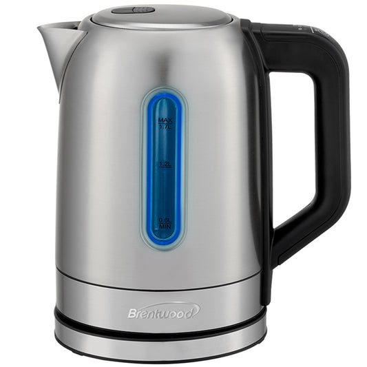 Brentwood Brentwood 1500 Watt Stainless Steel 1.7 Liter Electric Kettle with 5 Temperature Presets in Silver