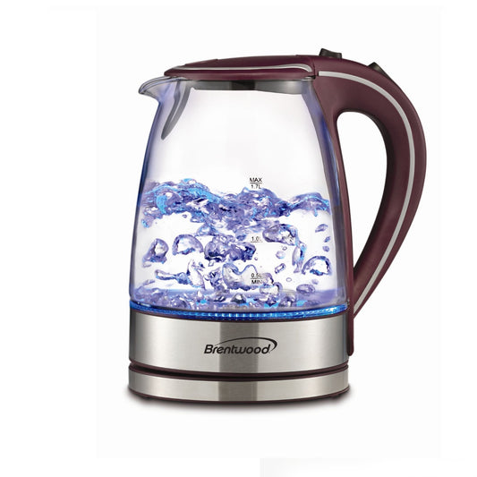BRENTWOOD Brentwood 1.7-Liter Tempered Glass Tea Kettle in Purple