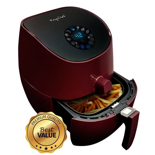 MEGACHEF MegaChef 3.5 Quart Airfryer And Multicooker With 7 Pre-Programmed Settings in Burgundy