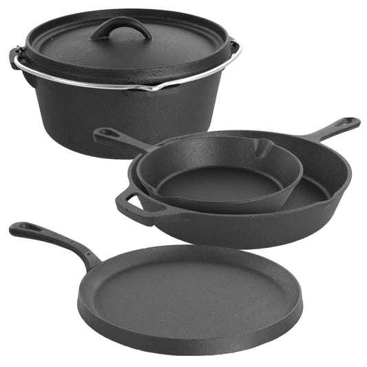 MegaChef MegaChef Pre-Seasoned Cast Iron 5-Piece Kitchen Cookware Set, Pots and Pans