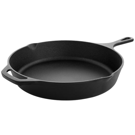 MegaChef MegaChef 12 Inch Round Preseasoned Cast Iron Frying Pan in Black