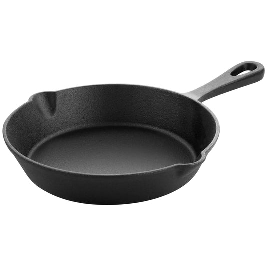 MegaChef MegaChef 8 Inch Round Preseasoned Cast Iron Frying Pan in Black