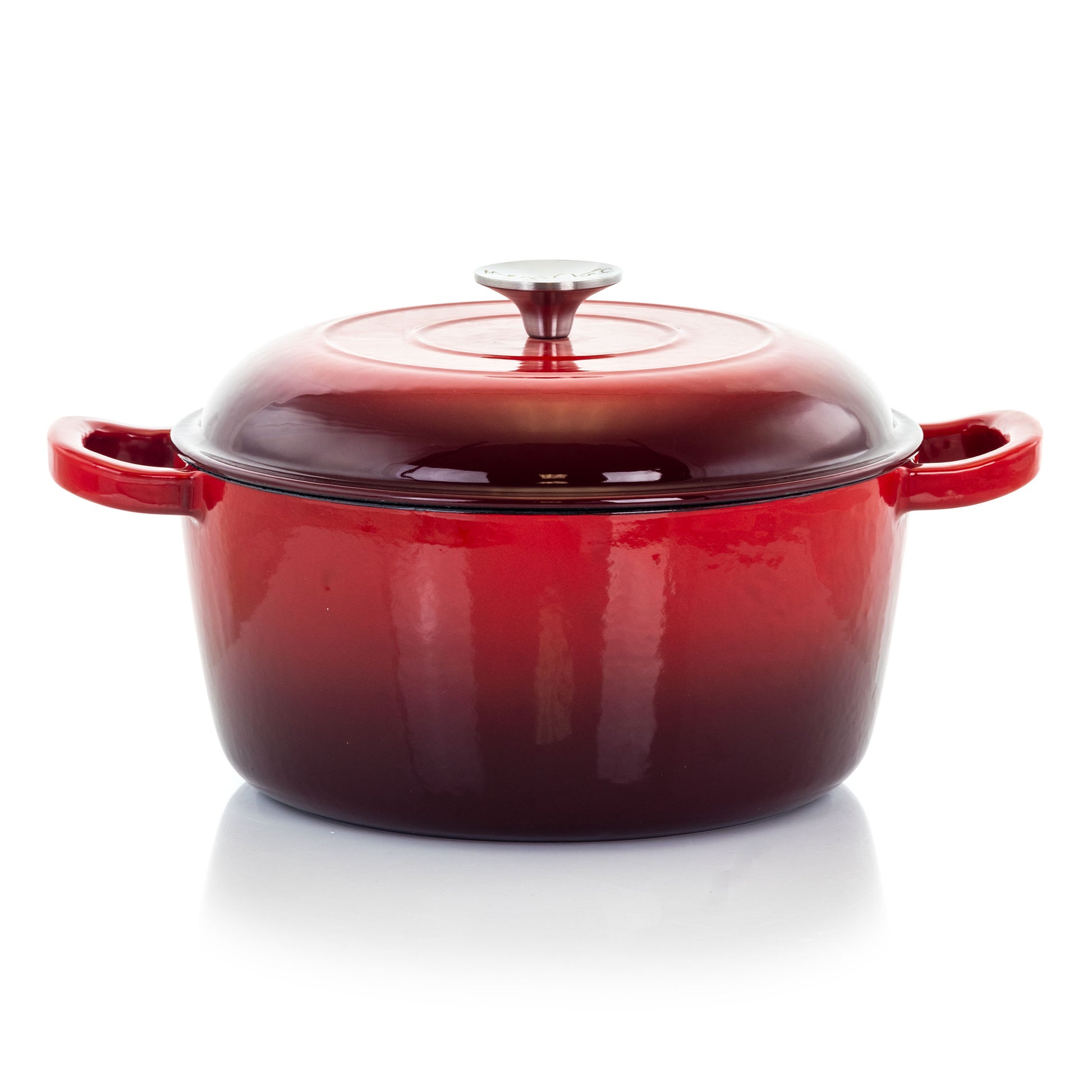 MegaChef MegaChef 5 Quarts Round Enameled Cast Iron Casserole with Lid in Red