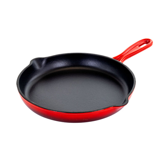 MegaChef MegaChef Round 10.25 Inch Enameled Cast Iron Skillet in Red