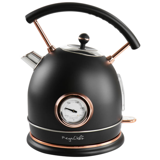 MEGACHEF MegaChef 1.8 Liter Half Circle Electric Tea Kettle with Thermostat in Matte Black