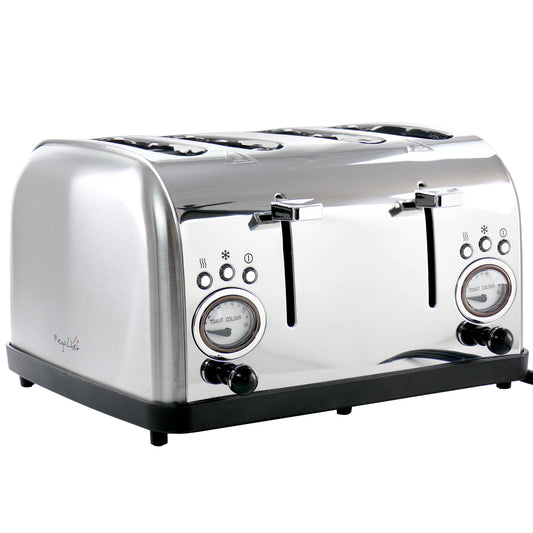 MEGACHEF MegaChef 4 Slice Wide Slot Toaster with Variable Browning in Silver
