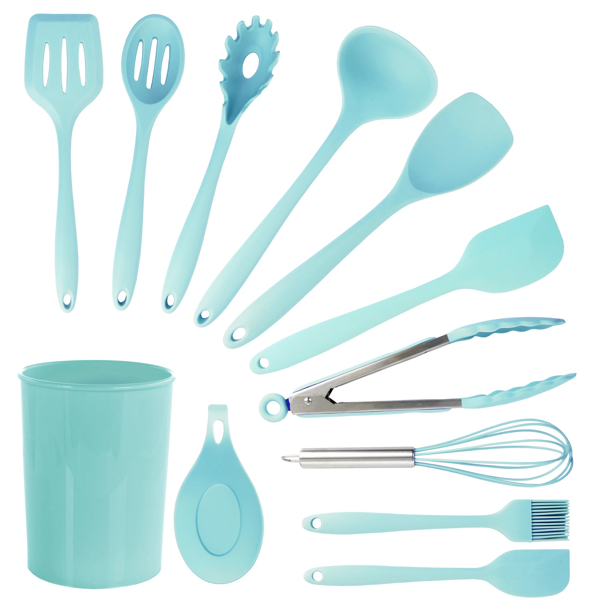 MegaChef MegaChef Light Teal Silicone Cooking Utensils, Set of 12