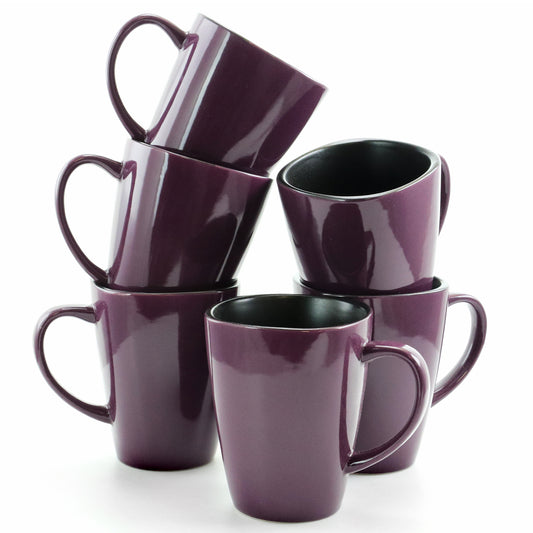 Elama Elama Mulberry 14 oz Stoneware Mugs in Purple, Set of 6