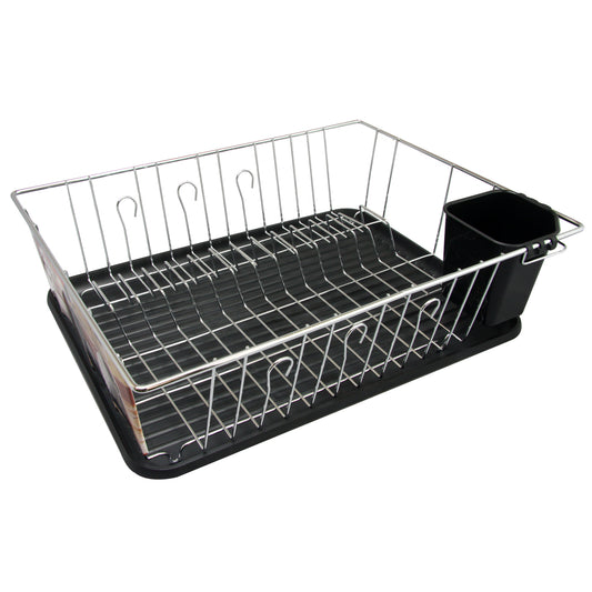 BETTER CHEF Better Chef 16 Inch Chrome Dish Rack with Black Draining Tray