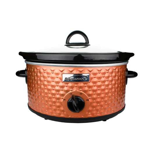 Brentwood Brentwood 3.5 Quart Diamond Pattern Slow Cooker in Copper