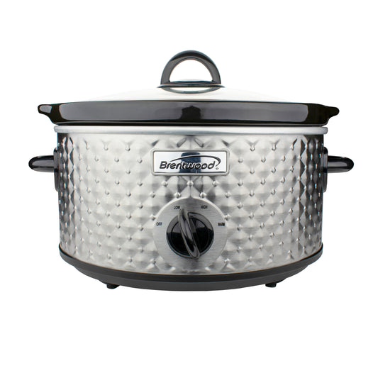 Brentwood Brentwood 3.5 Quart Diamond Pattern Slow Cooker in Stainless Steel