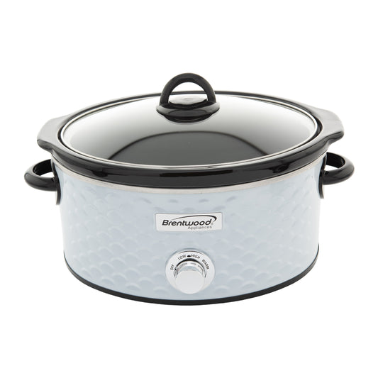 Brentwood Brentwood Scallop Pattern 4.5 Quart Slow Cooker in White