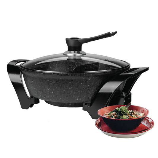 Brentwood Brentwood Electric Non-Stick 6Qt Shabu Shabu Pot with Divider in Black