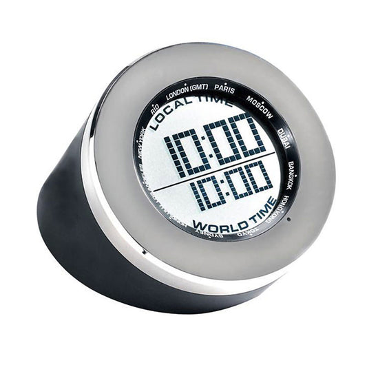 SETH THOMAS Seth Thomas World Time Multifunction Clock in Black and Silver