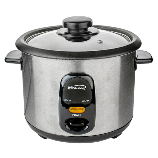BRENTWOOD Brentwood 8 Cup Rice Cooker / Non-Stick with Steamer in Silver