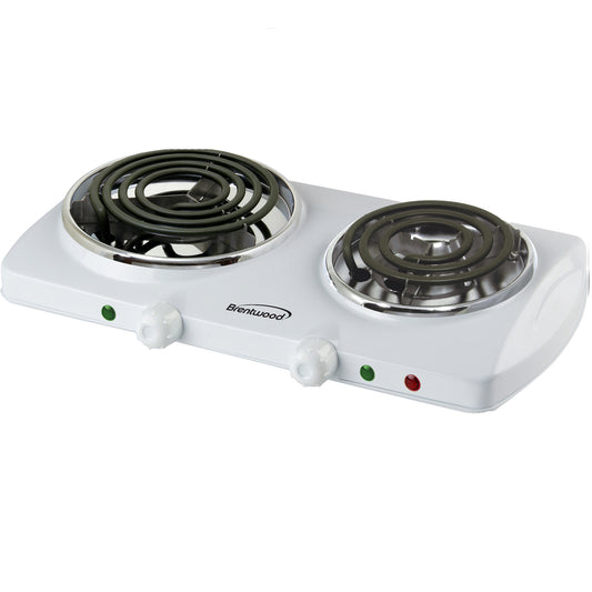 BRENTWOOD Brentwood Electric 1500W Double Burner Spiral White