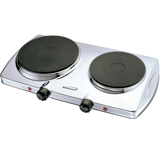 BRENTWOOD Brentwood Electric 1440W Double Hotplate in Chrome