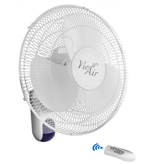 Vie Air Vie Air 16 Inch 3 Speed Plastic Wall Fan with Remote Control in White