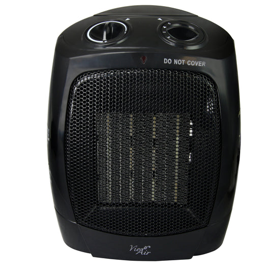 VIE AIR Vie Air 1500W Portable 2-Settings Office Black Ceramic Heater with Adjustable Thermostat