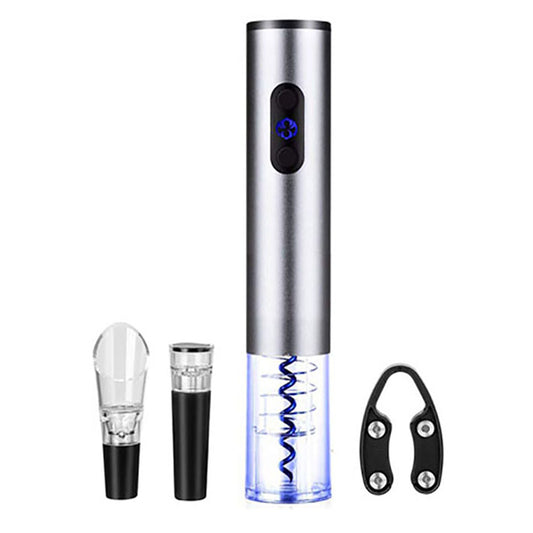 Brentwood Brentwood Electric Wine Bottle Opener with Foil Cutter, Vacuum Stopper, and Aerator Pourer in Silver